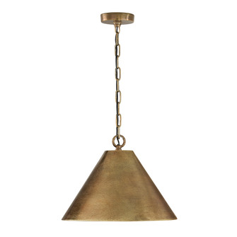 17'' W x 12.5'' H 1-Light Cone Pendant in Distressed Oxidized Brass with Designer Chain (42|360011XB)