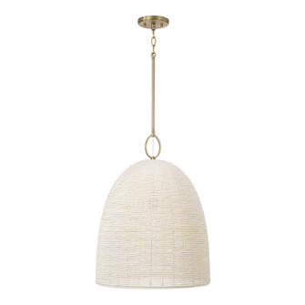 18'' W x 23'' H 1-Light Handcrafted Bell Pendant with Tiny Beads Painted Ivory in Aged Brass (42|358811AD)