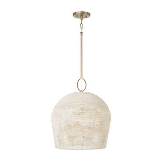 16.75'' W x 19.25'' H 1LT Handcrafted Tapered Cloche Pendant w/ Tiny Beads Painted Ivory in Ag (42|358813AD)