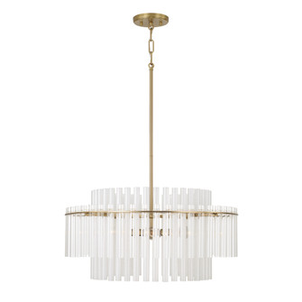 24'' W x 17.25'' H 4-Light Tiered Pendant in Aged Brass with Clear and Etched Glass Tubes (42|358741AD)