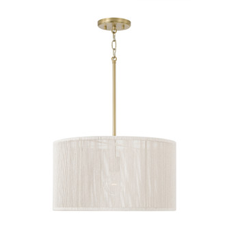 18'' W x 10'' H 1-LT Handcrafted Drum Pendant in Matte Brass with Hand-wrapped Bleached Natura (42|357914MA)