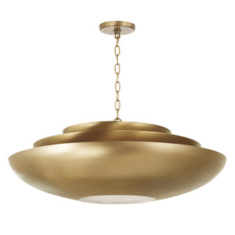 29.5'' W x 11.5'' H 1-Light Modern Tiered Bowl Pendant in Aged Brass with Real Alabaster Diffu (42|357741AD)