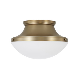 14'' W x 9'' H 3-Light Teardrop Flush Mount in Aged Brass with Soft White Glass (42|261431AD)