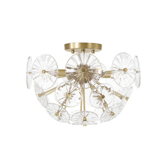 15.5'' W x 11'' H 4-Light Starburst Semi Flush in Matte Brass with Patterned Glass Petals (42|257841MA)