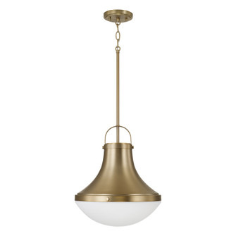 14'' W x 15.75'' H 1-Light Teardrop Pendant in Aged Brass with Soft White Glass (42|361411AD)