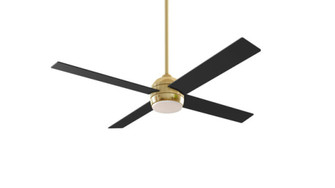 Kelsey 52'' 4-Blade Ceiling Fan in Satin Brass w/ Flat Black Blades; Integrated Light Kit (20|KLS52SB4)