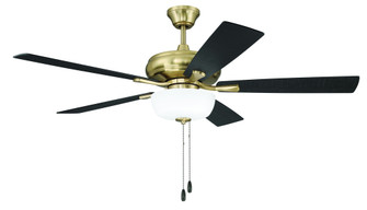 Eos 52'' 5-Blade Frost 2 Light Bowl Ceiling Fan in Satin Brass w/ Black Walnut/Flat Black Blades; (20|ECF211SB5-BWNFB)