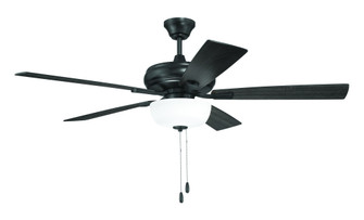 Eos 52'' 5-Blade Frost 2 Light Bowl Ceiling Fan in Flat Black w/ Flat Black/Greywood Blades (20|ECF211FB5-FBGW)