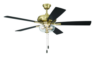 Eos 52'' 5-Blade Clear 2 Light Bowl Ceiling Fan in Satin Brass w/ Black Walnut/Flat Black Blades; (20|ECF201SB5-BWNFB)