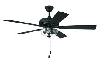 Eos 52'' 5-Blade Clear 2 Light Bowl Ceiling Fan in Flat Black w/ Flat Black/Greywood Blades (20|ECF201FB5-FBGW)