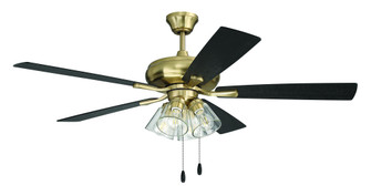 Eos 52'' 5-Blade Clear 4 Light Ceiling Fan in Satin Brass w/ Black Walnut/Flat Black Blades (20|ECF104SB5-BWNFB)