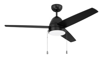 Cozy 52'' 3-Blade Ceiling Fan w/ Pull Chain in Flat Black w/ Flat Black Blades; Integrated Light  (20|CZY52FB3)