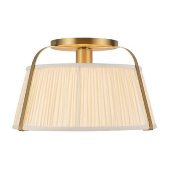 Scout 13-in Brushed Gold Semi-Flush Mount with Pleated White Linen Shade (7713|SF675213BGWL)