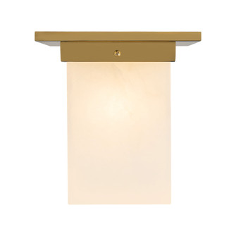 Mineral 8-in (9-in Height) Alabaster Square Flush Mount with Patina Brass Finish (7713|FM356808PTBAR)