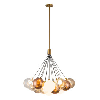 Bolla 28-in Brushed Gold Dimmable LED Chandelier with Mixed Glass (461|CH3128-BG/MGL)