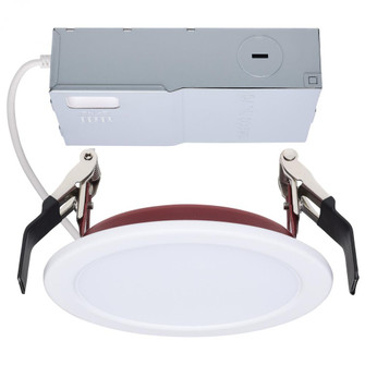 10 Watt LED; Fire Rated 4 Inch Direct Wire Slim Fit Flat Face Downlight; Round Shape; White Finish; (27|S11864R1)