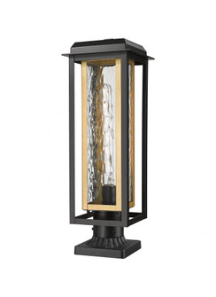 Mansfield - 1 Light - 8 inch - Black - Stem Hung - Coastal Outdoor Post Lantern (3442|9951-1PLT-BK-20-CG-BR-WG)