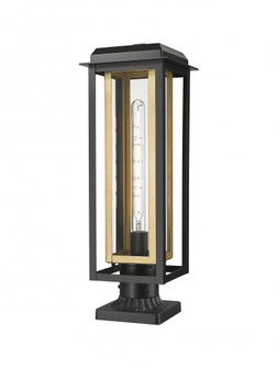 Mansfield - 1 Light - 20 inch - Matte Black - Coastal Outdoor Post Lantern with a Brass Inner Cage (3442|9951-1PLT-BK-20-CG-BR-CL)