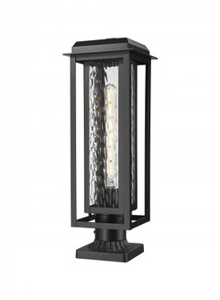 Mansfield - 1 Light - 8 inch - Matte Black - Stem Hung - Coastal Outdoor Post Lantern (3442|9951-1PLT-BK-20-CG-BK-WG)