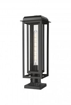 Mansfield - 1 Light - 8 inch - Matte Black - Stem Hung - Coastal Outdoor Post Lantern (3442|9951-1PLT-BK-20-CG-BK-CL)