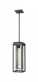 Mansfield - 1 Light - 19 inch - Matte Black - Stem Hung - Coastal Outdoor Pendant with a Silver In (3442|9951-1H-BK-19-CG-SV-WG)