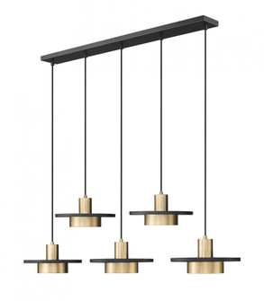 5 Light Linear Chandelier (276|829P12-5L-MB-MGLD-LE)