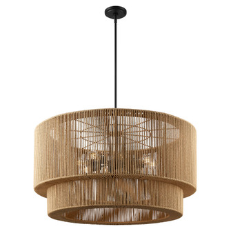 Milos 36'' 8-Light Natural Rope Tier Drum Pendant (254|ECO-8304-MBLK)
