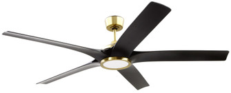 Fonz 65'' 5-Blade Ceiling Fan in Satin Brass w/ Flat Black Blades; Light Kit Included (Optional) (20|FON65SBFB5)