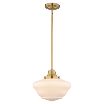 VAXCEL Eastgate 1-Light 12 in. Wide Antique Gold Schoolhouse Pendant with White Frosted Opal Glass S (51|P0452)