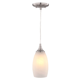 Milano 4.75-in W 1 Light Mini Pendant Alabaster Glass Satin Nickel (51|P0450)