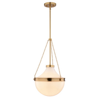 VAXCEL Lincoln 1-Light 12.75 in. Wide Muted Brass Gold Globe Pendant with White Milk Glass Shade, Ad (51|P0448)