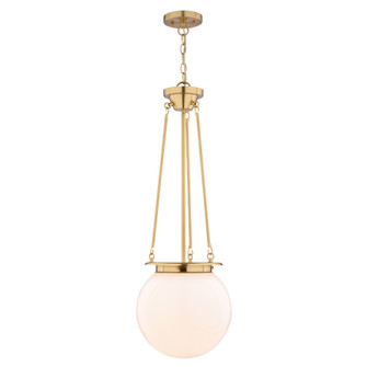 VAXCEL Kent 1-Light 11.75 in. Wide Muted Brass Gold Globe Pendant with White Frosted Opal Glass Shad (51|P0446)
