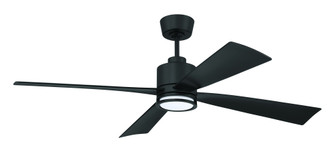 Rhet 52'' 4-Blade Ceiling Fan in Flat Black w/ Flat Black Blades; Light Kit Included (Optional) (20|RHT52FB4)