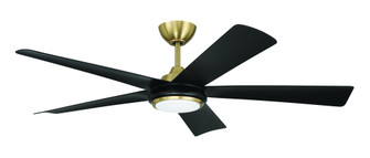Frye 52'' 5-Blade Ceiling Fan in Satin Brass w/ Flat Black Blades; Integrated Light Kit (20|FRY52SBFB5)