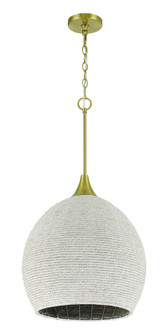 Keira 1 Light Pendant in Satin Brass (White Rope) (20|61391W-SB)