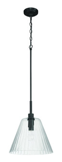 Pleated 1 Light Pendant in Flat Black (20|61192-FB)