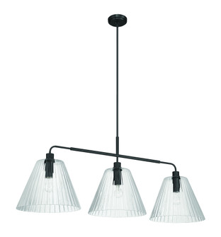 Pleated 3 Light Island in Flat Black (20|61173-FB)