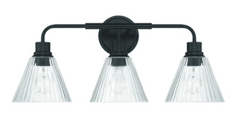 Pleated 3 Light Vanity in Flat Black (20|61103-FB)