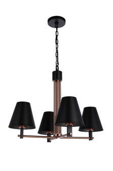 Blake 4 Light Chandelier in Flat Black/Satin Brass (20|60924-FBSB)