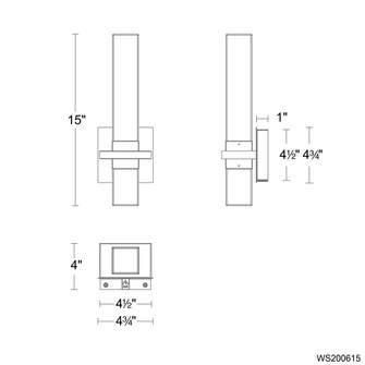 CINAPLEX 15IN SCONCE 3000K (3612|WS200615-TWA-AB)