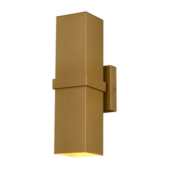 VAXCEL Lavage 14 in. H 2-Light Honeycomb Gold Contemporary Outdoor Wall Sconce made of Rust-Resistan (51|T0824)