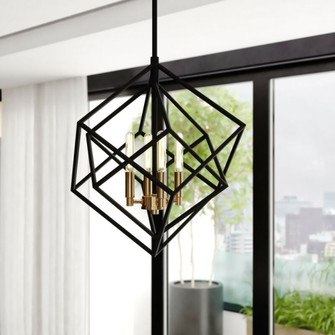 Rad 17.5-in. 4 Light Pendant Black and Natural Brass (51|P0372R)