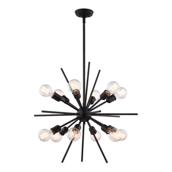 VAXCEL Estelle 12-Light 27.5 in. Wide Matte Black Mid-Century Modern Sputnik Pendant, LED Compatible (51|P0343R)