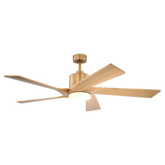 VAXCEL Wedgewood 60 in. Satin Brass Indoor Rod Mount Contemporary Ceiling Fan with Light Oak Blades, (51|F0147)