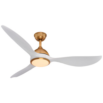 VAXCEL Long Grove 56 in. Satin Brass Indoor Rod Mount Contemporary Ceiling Fan with White Blades, Di (51|F0142)