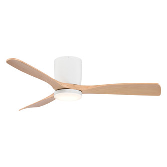 VAXCEL Maplewood 52 in. Matte White Indoor Low Profile Flush Mount Ceiling Fan with Light Maple Blad (51|F0137)