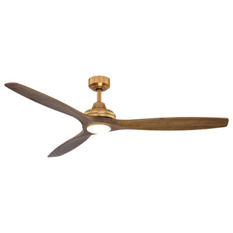 VAXCEL Niles 60 in. Satin Brass Indoor Rod Mount Contemporary Ceiling Fan with Dark Elm Blades, Dimm (51|F0135)
