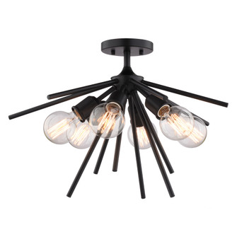 VAXCEL Estelle 6-Light 24 in. Wide Matte Black Mid-Century Modern Sputnik Semi Flush Mount Lighting  (51|C0273R)