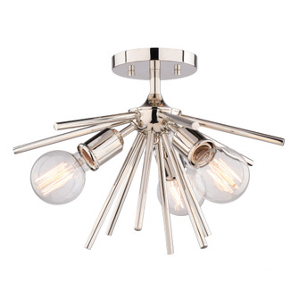 VAXCEL Estelle 3-Light 17 in. Wide Polished Nickel Mid-Century Modern Sputnik Semi Flush Mount Light (51|C0163R)