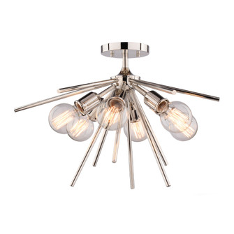 VAXCEL Estelle 6-Light 24 in. Wide Polished Nickel Mid-Century Modern Sputnik Semi Flush Mount Light (51|C0161R)